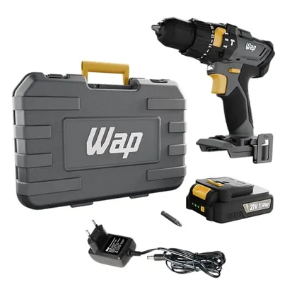 WAP Parafusadeira e Furadeira de Impacto 21V 3/8" 45Nm 21 Níveis de Torque Bateria Li-Íon 1500 mAh 2 Velocidades Compacto e com Maleta WAP K21 ID01