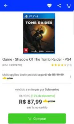 Game Shadow of the Tomb Raider - PS4 - R$88