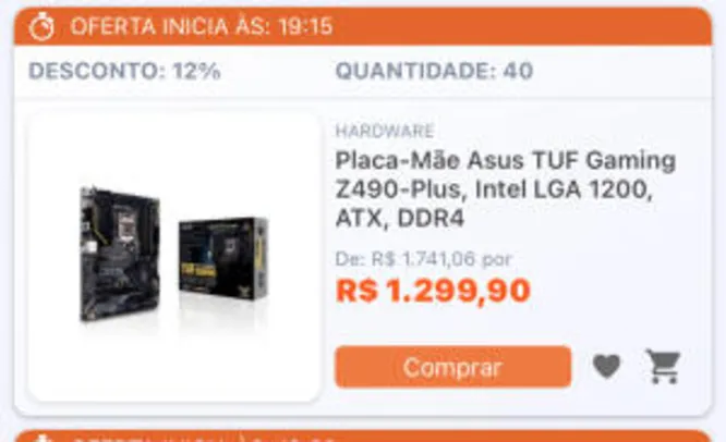 (INICIA 19:15) Placa-Mãe Asus TUF Gaming Z490-Plus, Intel LGA 1200, ATX, DDR4 R$1300