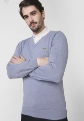 Suéter Tricot Lacoste Logo Azul