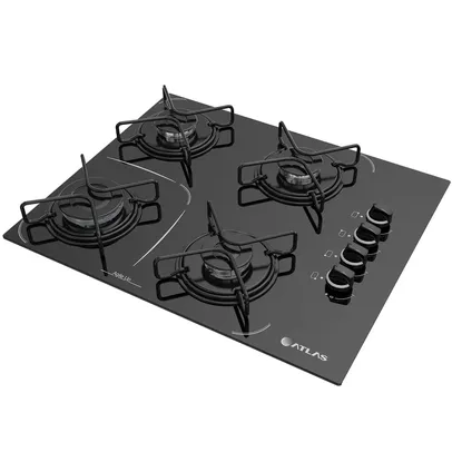 Cooktop A Gás 4 Bocas Atlas Agile Up Glass Preto Automático Bivolt