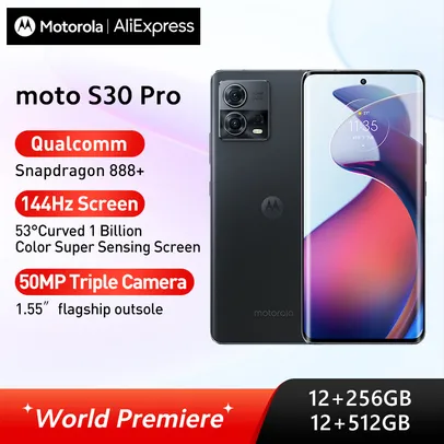 Smartphone Motorola S30 Pro Snapdragon 888+ Tela Curva 6.55" OLED 144hz, 4400 mAh 12/256gb