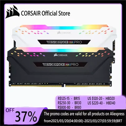 Corsair vengeance rgb pro memória ram ddr4 16g (8x2) 3600mhz