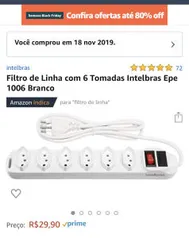 Filtro de Linha com 6 Tomadas Intelbras Epe 1006 Branco - R$29