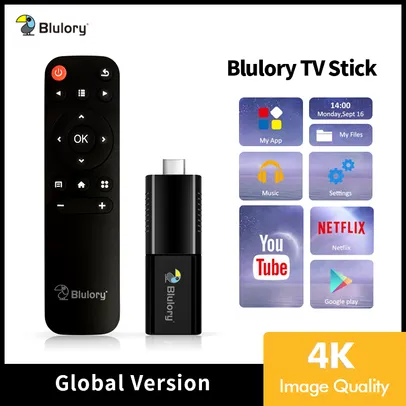 Tv Box Blulory 4K 60fps TV Stick Global Version Android HDMI2.0a 3D Noise Removal 5G Wifi Netflix Google Assistant YouTube