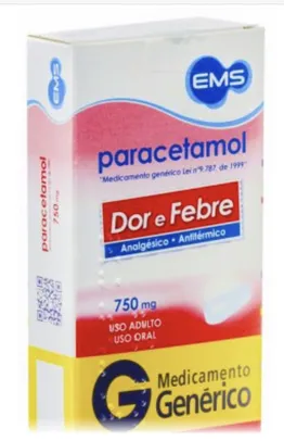 Paracetamol 750mg EMS com 20 comprimidos