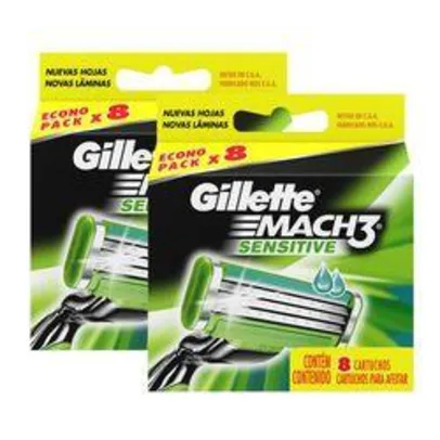 Kit Carga Refil Gillette Mach3 Sensitive 16 Unidades | R$21