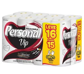 Papel Higiênico Folha Dupla Personal Vip Leve 16 Pague 15 - 30 Metros