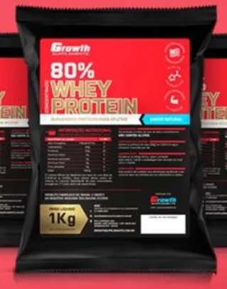 WHEY PROTEIN CONCENTRADO (1KG) - GROWTH SUPPLEMENTS - R$85