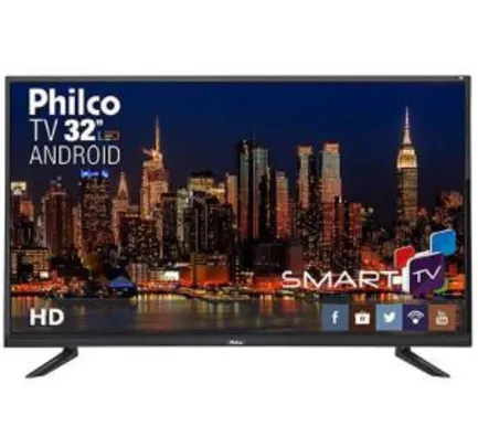 Smart TV LED 32" Philco PTV32E20DSGWA HD com Conversor Digital 2 HDMI 1 USB Wi-Fi Midiacast 60Hz - Preta por R$ 800