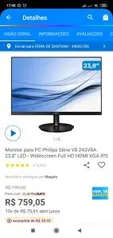 Monitor para PC Philips Série V8 23,8” - R$759