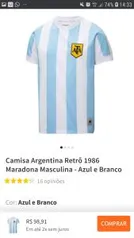 Camisa Argentina Retrô 1986