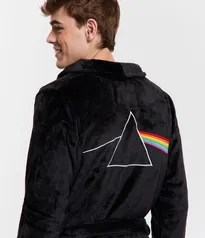 Roupão em Fleece com Estampa Pink Floyd Dark Side of The Moon Preto