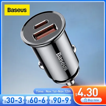 Carregador veicular Baseus 30w USB