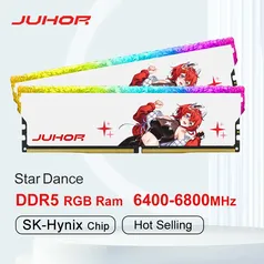 (Moedas R$265) JUHOR DDR5 Memória RGB 16GB 6800MHz  CL34