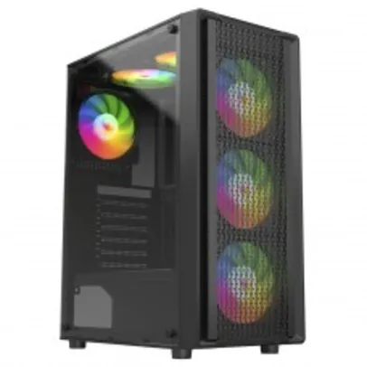 Gabinete Gamer Liketec Storm, RGB, Mid Tower, Vidro Temperado, ATX, Sem Fonte, Com 4 Fans