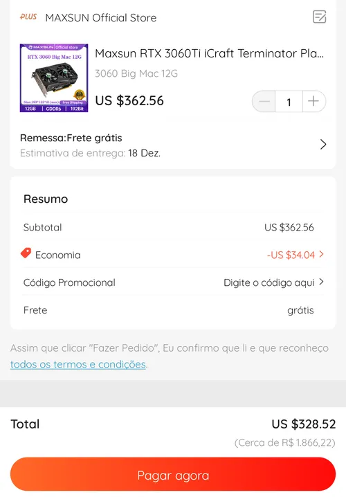 Imagem na descrição da promoção