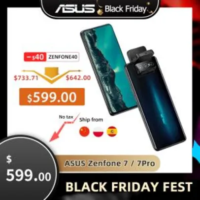 23/11 ASUS Zenfone 7 8GB / 128GB Snapdragon 865 - R$3312