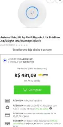 Antena Ubiquiti Unifi ac lite br mimo 2.4/5ghz R$481 (R$438 com Ame + CC Sub)