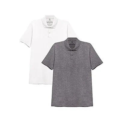 Kit 2 Camisas Polo, basicamente., Masculino, Mescla Escuro Branco, XGG