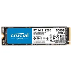 SSD Crucial P2, 500GB, M.2 NVMe, Leituras: 2300Mb/s e Gravações: 940Mb/s - CT500P2SSD8