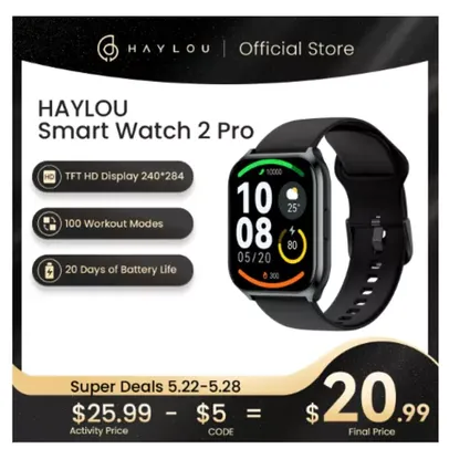 Haylou SmartWatch 2 Pro 1.85 polegada Display Grande 100 Modos Esportivos Monitor de Oxigênio