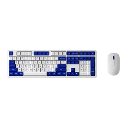 KIT TECLADO E MOUSE AKKO MX108, BLUETOOTH, 1200DPI, BRANCO E AZUL, AKKO-MX108-WH