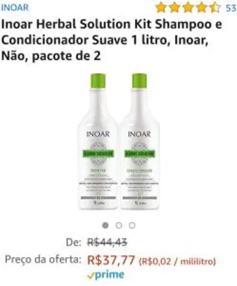 [PRIME] Inoar Herbal Solution Kit Shampoo e Condicionador Suave 1L