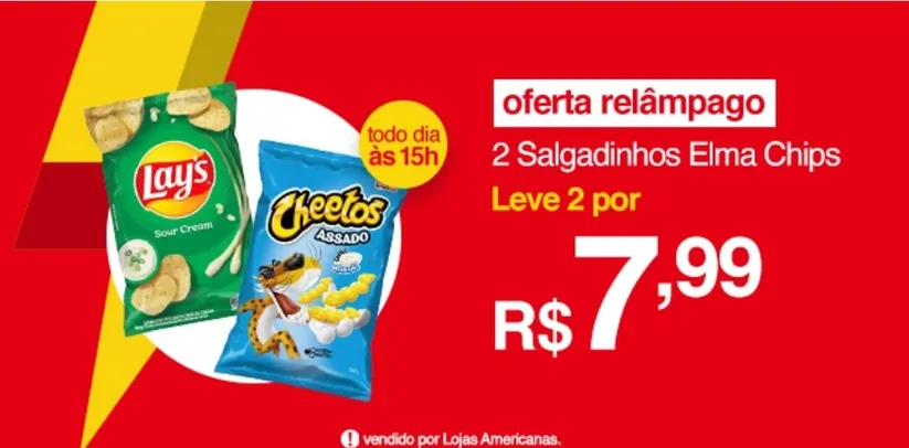 2 Salgadinhos Elma Chips variados Banner APP | R$8