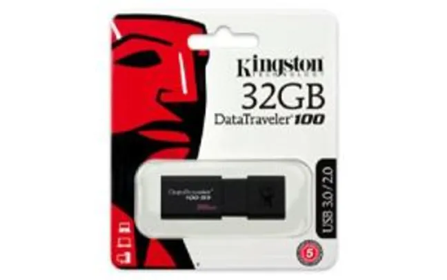 Pendrive DataTraveler 100G3 32GB, Kingston, Pendrives, Preto - R$34