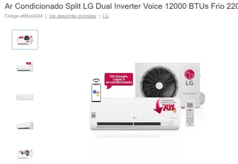 Ar Condicionado Split LG Dual Inverter Voice 12000 BTUs Frio 220V