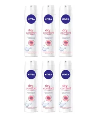 Kit Desodorante Nivea Dry Comfort Aerossol - Antitranspirante Feminino 150ml 6 Unidades