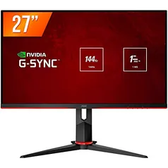 Monitor Gamer AOC Hero 27 144Hz IPS 1ms G-Sync Compatible 27G2, Preto, Grande