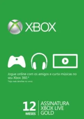 Cartão Xbox Live Gold - Licença Para 12 Meses - R$105