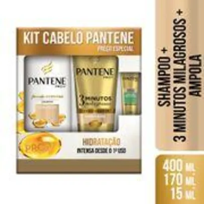 3 Kits Pantene Shampoo 400ml + Condicionador 170ml + Ampola 15ml Metade do Preço