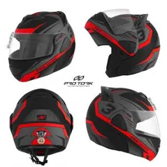 Pro Tork Capacete V-Pro Jet 3 Fosco 58 Preto/Vermelho