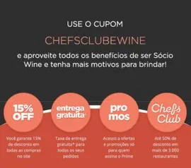 [Assinantes Chefs Club]  Wine Prime Grátis por 1 ano