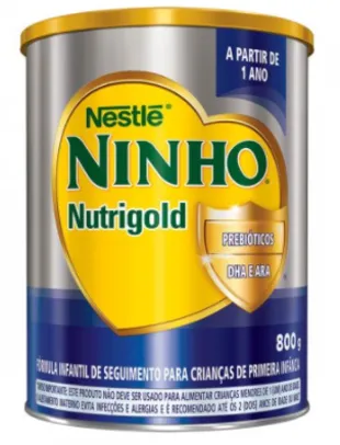 FÓRMULA INFANTIL NINHO NUTRIGOLD COM 800G (mín. 3) | R$34 cada