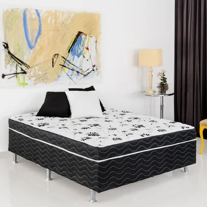 Cama Box Conjugado Union Ortobom Ortopedic Solteirão Preto e Branco 108x188x43cm