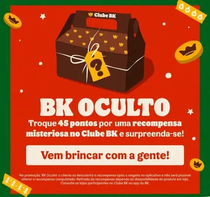 [APP] Resgate um item aleatório do cardápio por 45 pontos no Clube BK