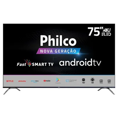 Smart TV Philco PTV75K90AGIB 75 UHD 4K ELED, 3 HDMI, 2 USB, Bluetooth, Wifi, Preto - 99753003