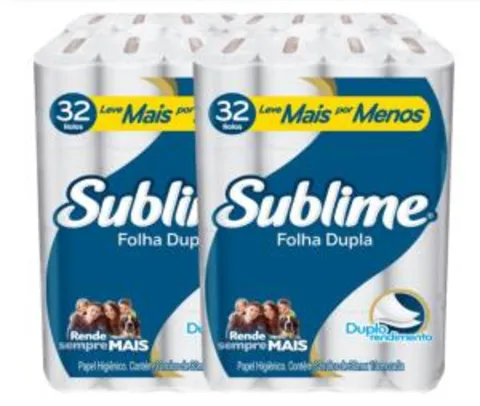 Papel Higiênico Sublime Folha Dupla Softys - 64 Rolos | R$45