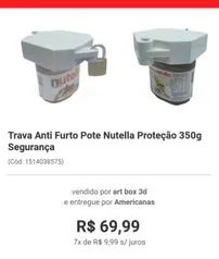 Trava Anti Furto Pote Nutella Proteção 350g Segurança R$70