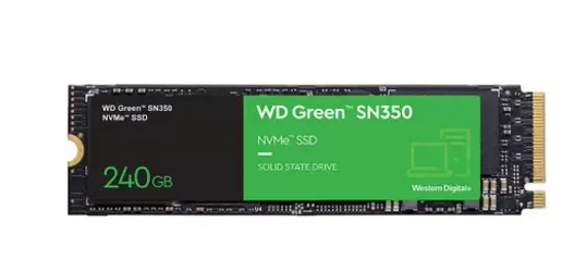 SSD WD Green PC SN350 240GB, PCIe, NVMe, Leitura: 2400MB/s, Escrita: 900MB/s - WDS240G2G0C