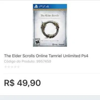 [Submarino] The Elder Scrolls Online Tamriel Unlimited Ps4 por R$ 50