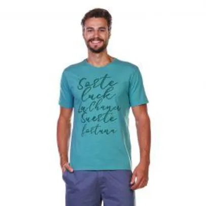 Camiseta Manga Curta Regular Com Decote Careca Frase Sorte - Reveillon - R$10