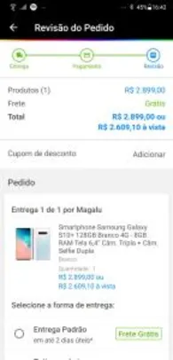 Smartphone Samsung Galaxy S10+ 128GB Azul 4G - 8GB RAM Tela 6,4” Câm. Tripla - R$2609