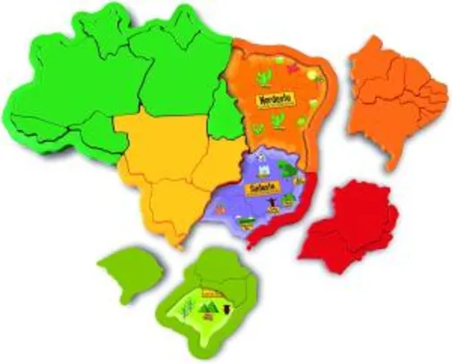 Mapa do Brasil Educativo para Montar Quebra-cabeça 3D - Elka | R$ 40