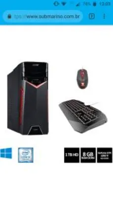 Desktop Gamer Aspire GX-783-BR11 Intel Core 7 I5 8GB (GeForce 1050TI com 4GB) 1TB W10 - Acer