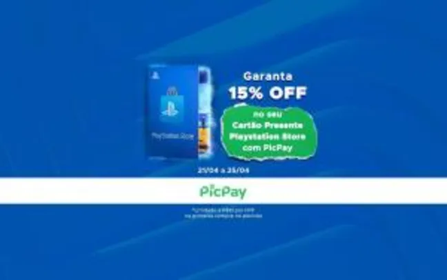 Gift Card Playstation Store com 15% de Desconto + Cashback